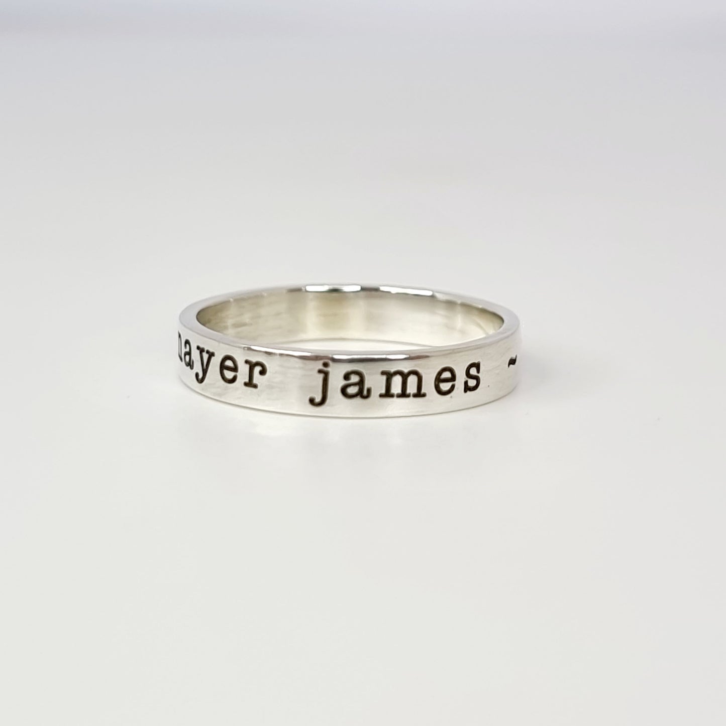 Name ring - Typewriter Font - Silver