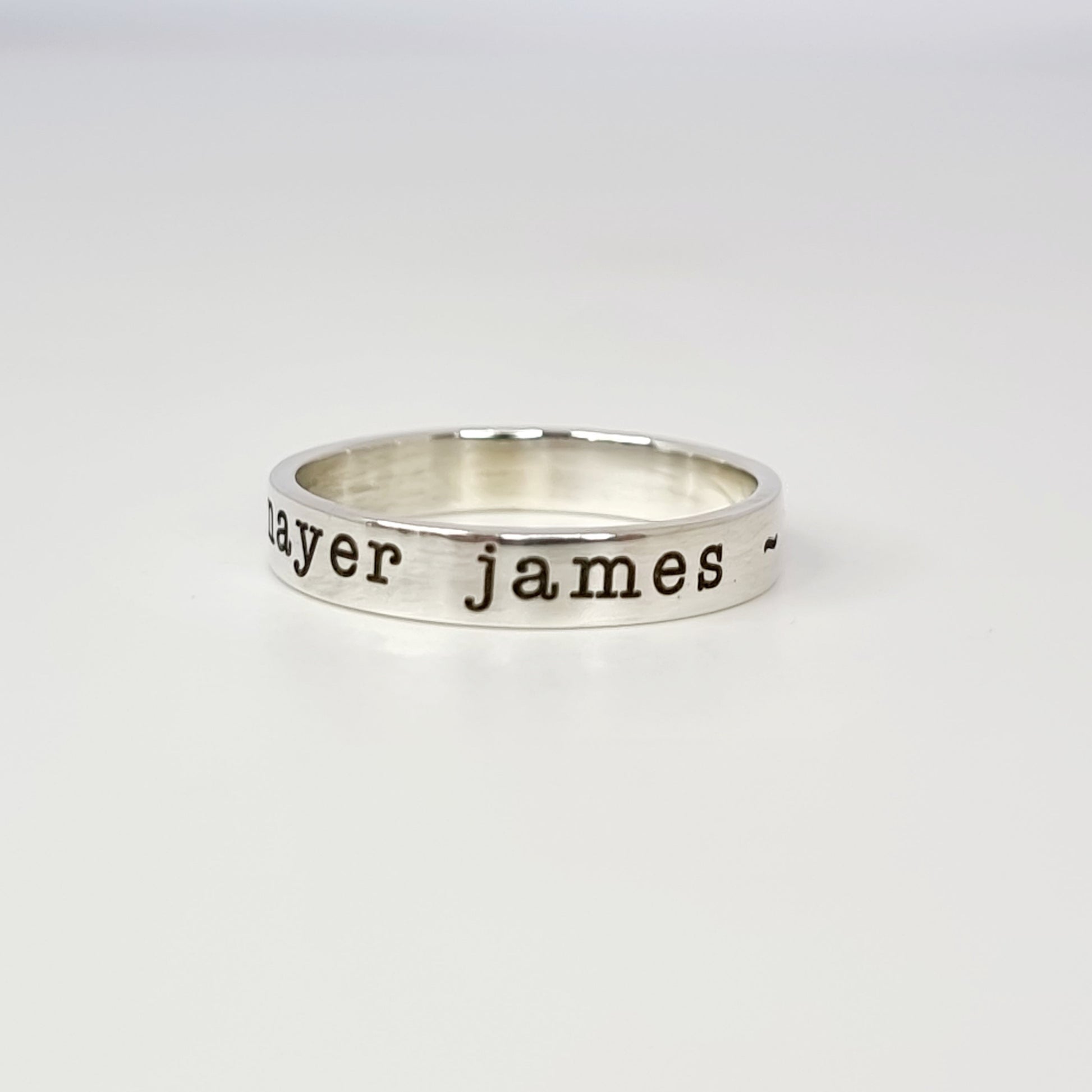 Name ring - Typewriter Font - Silver