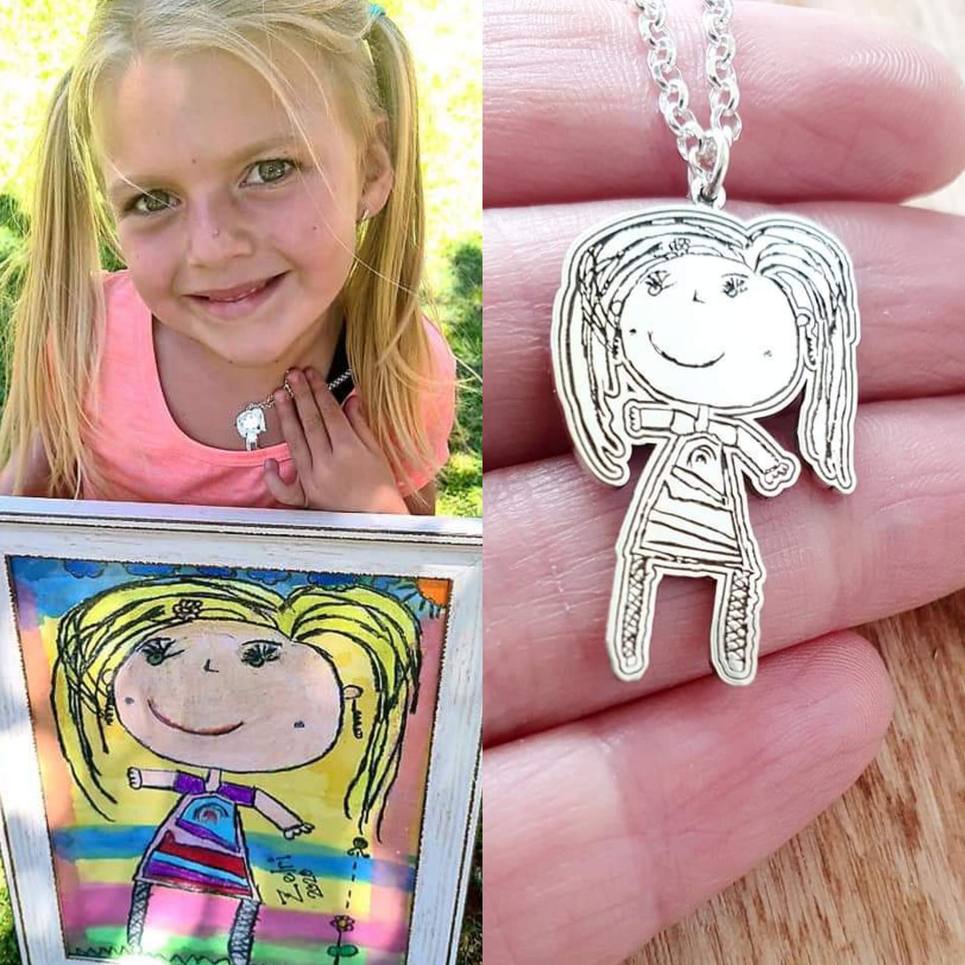 Kiddie Drawing Pendant - Silver