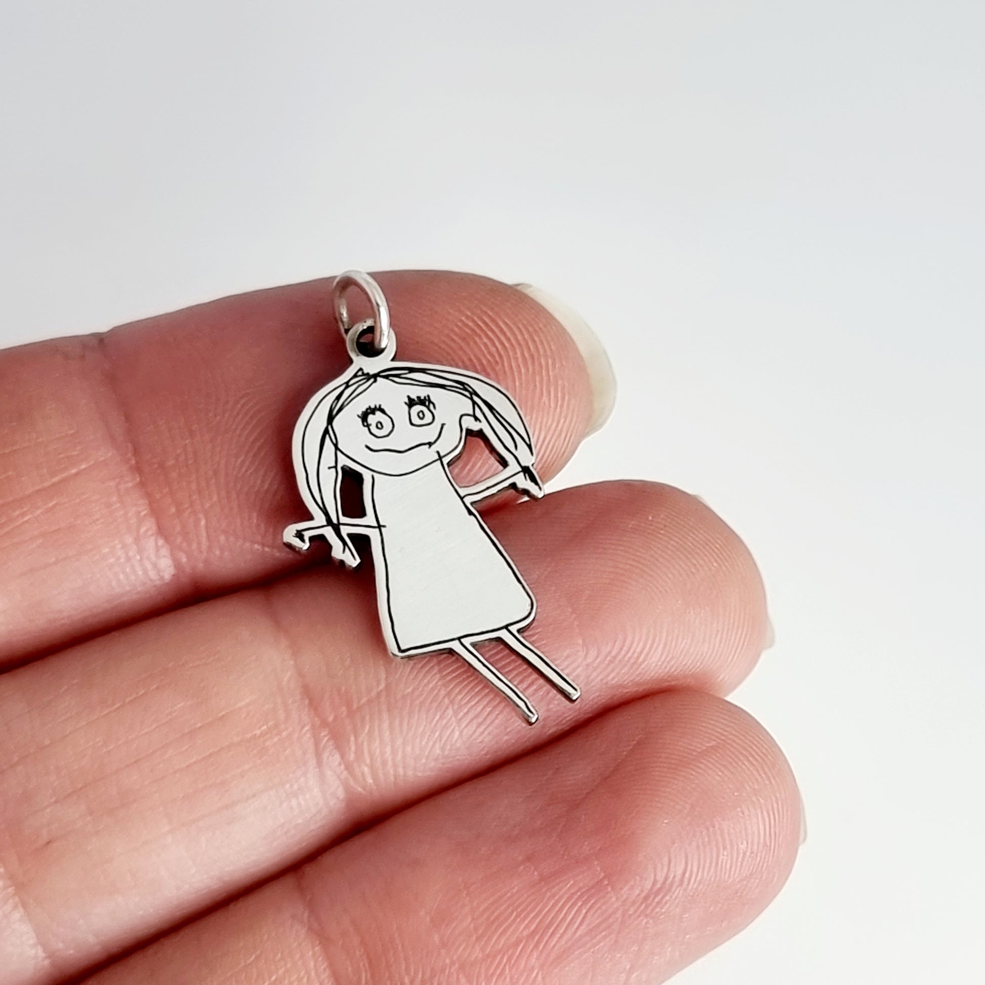 Kiddie Drawing Pendant - Silver