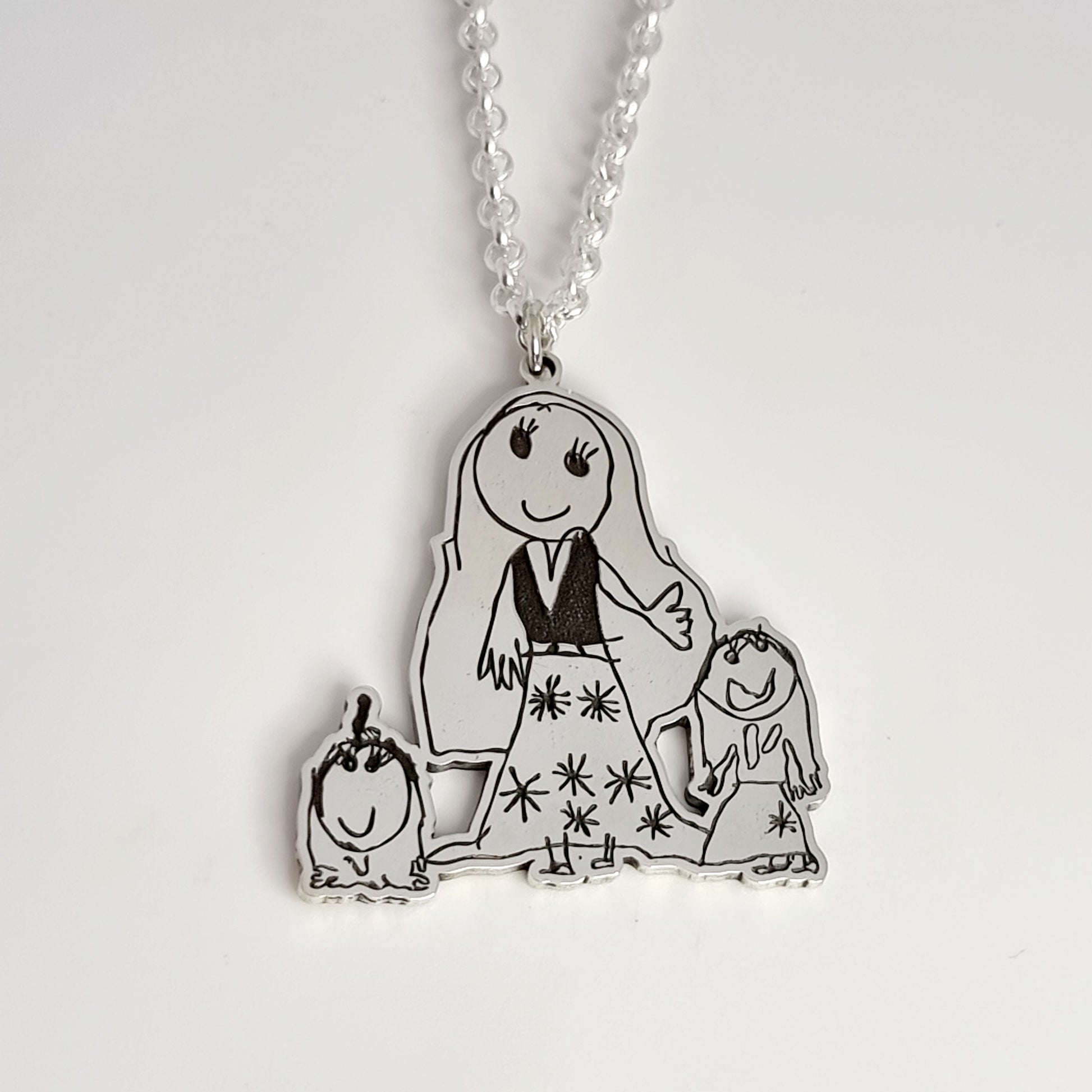 Kiddie Drawing Pendant - Silver