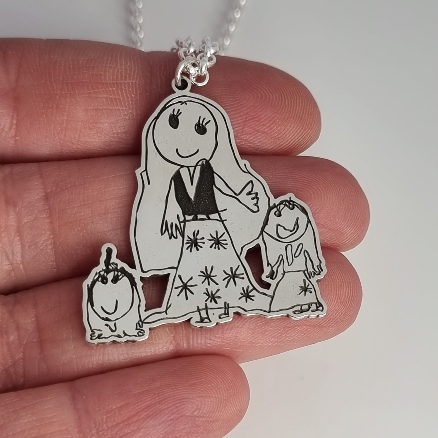 Kiddie Drawing Pendant - Silver