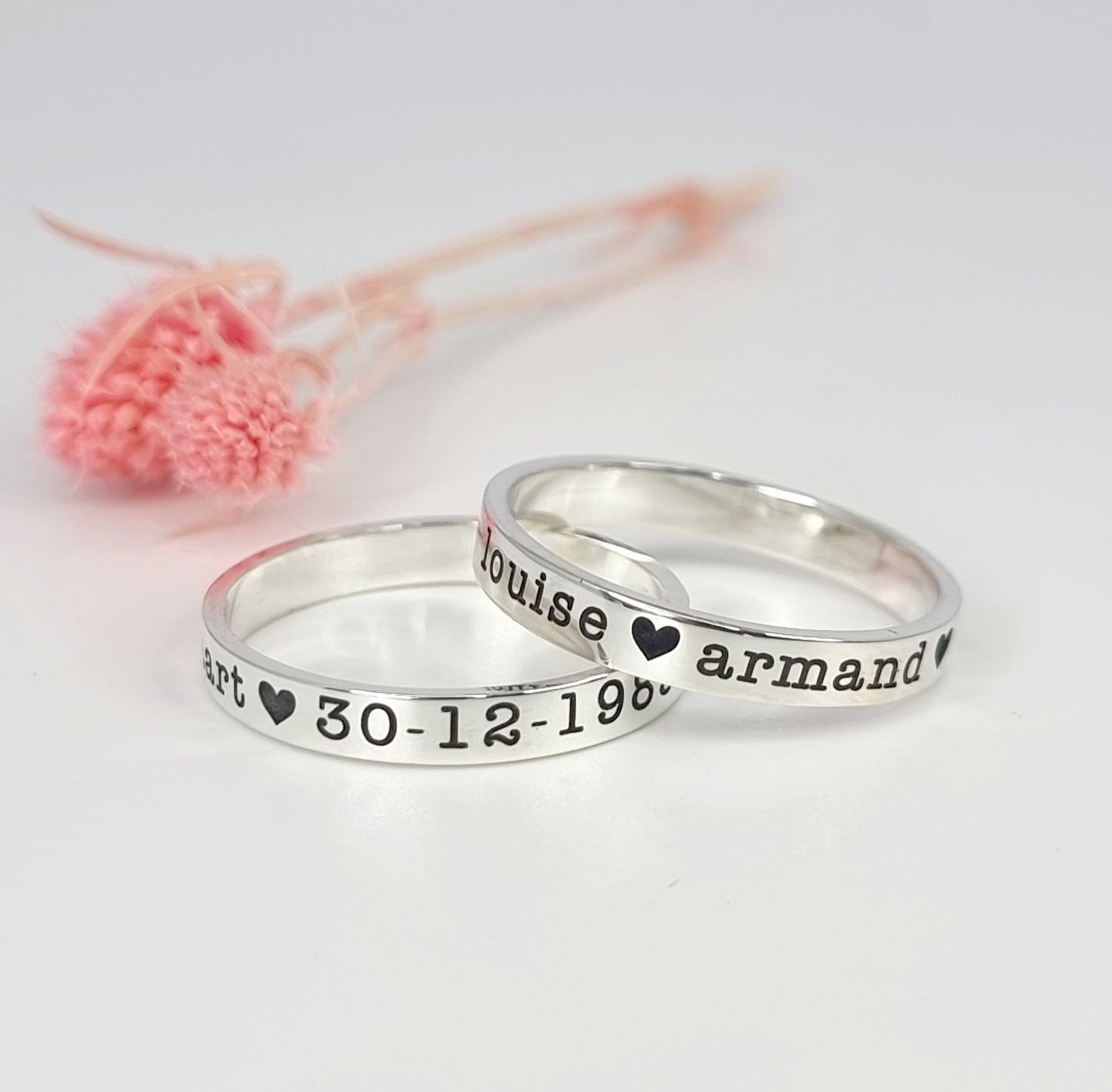 Name ring - Typewriter Font - Silver