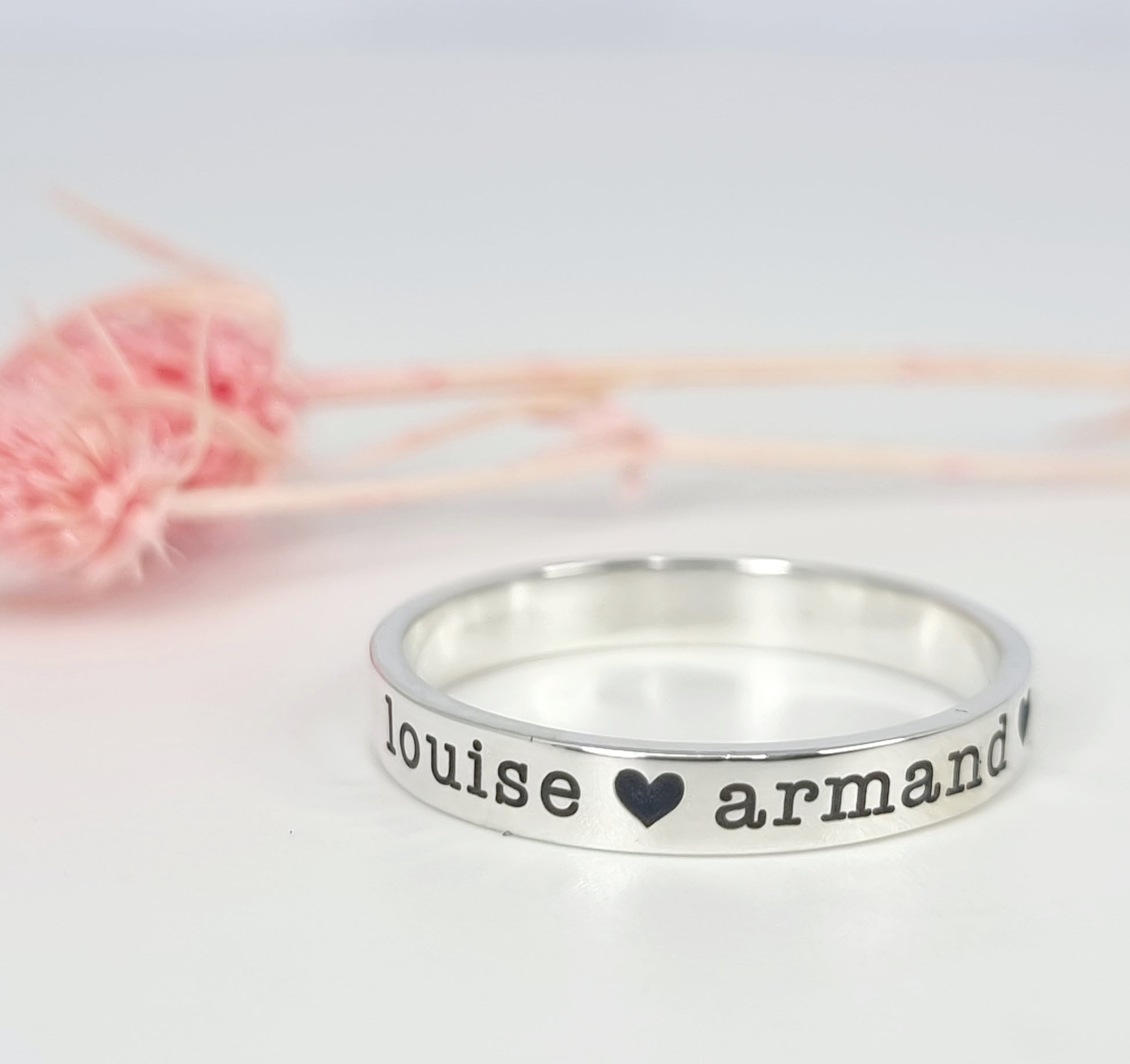 Name ring - Typewriter Font - Silver