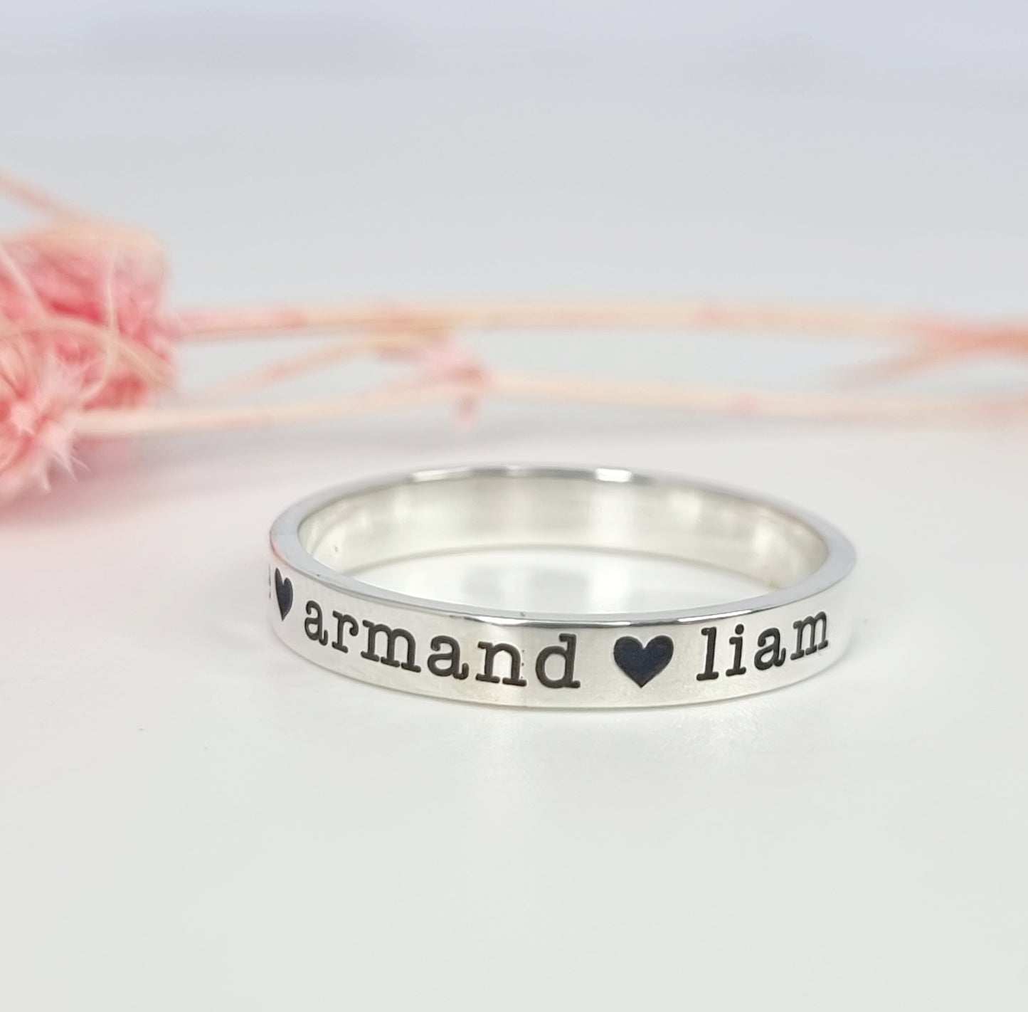 Name ring - Typewriter Font - Silver