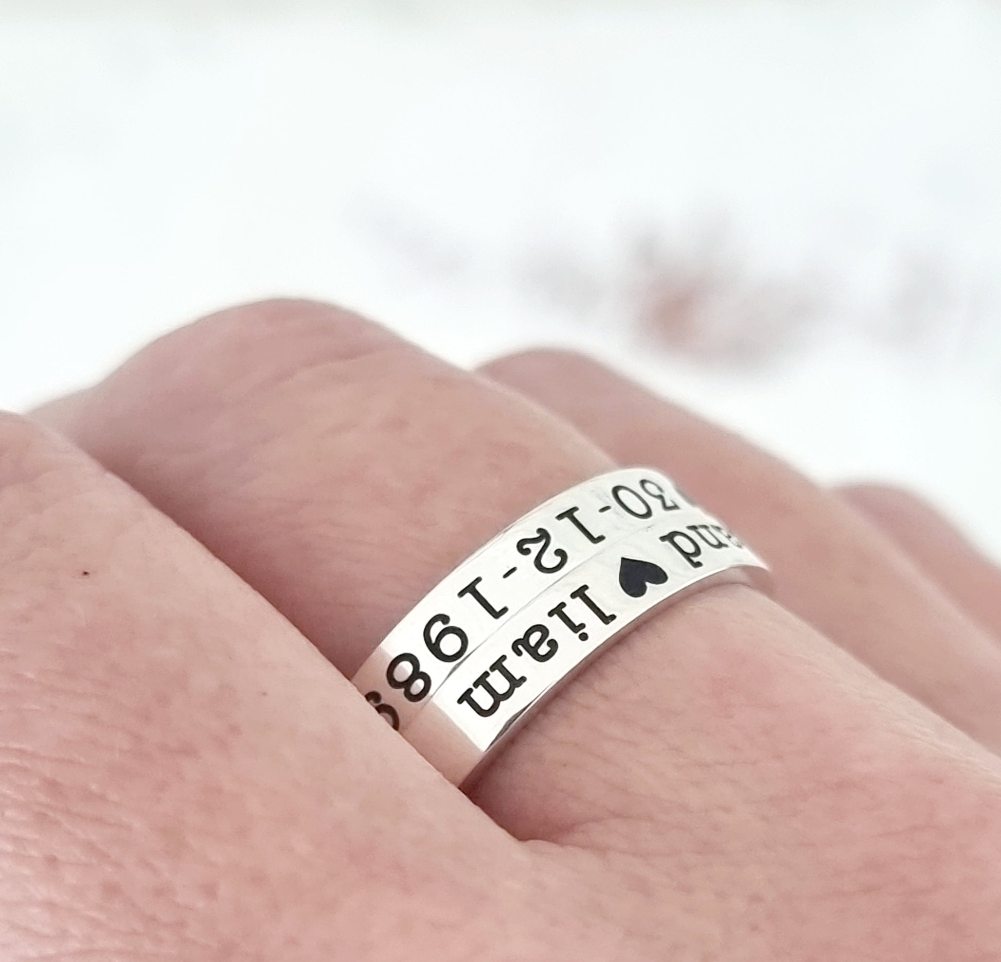 Name ring - Typewriter Font - Silver