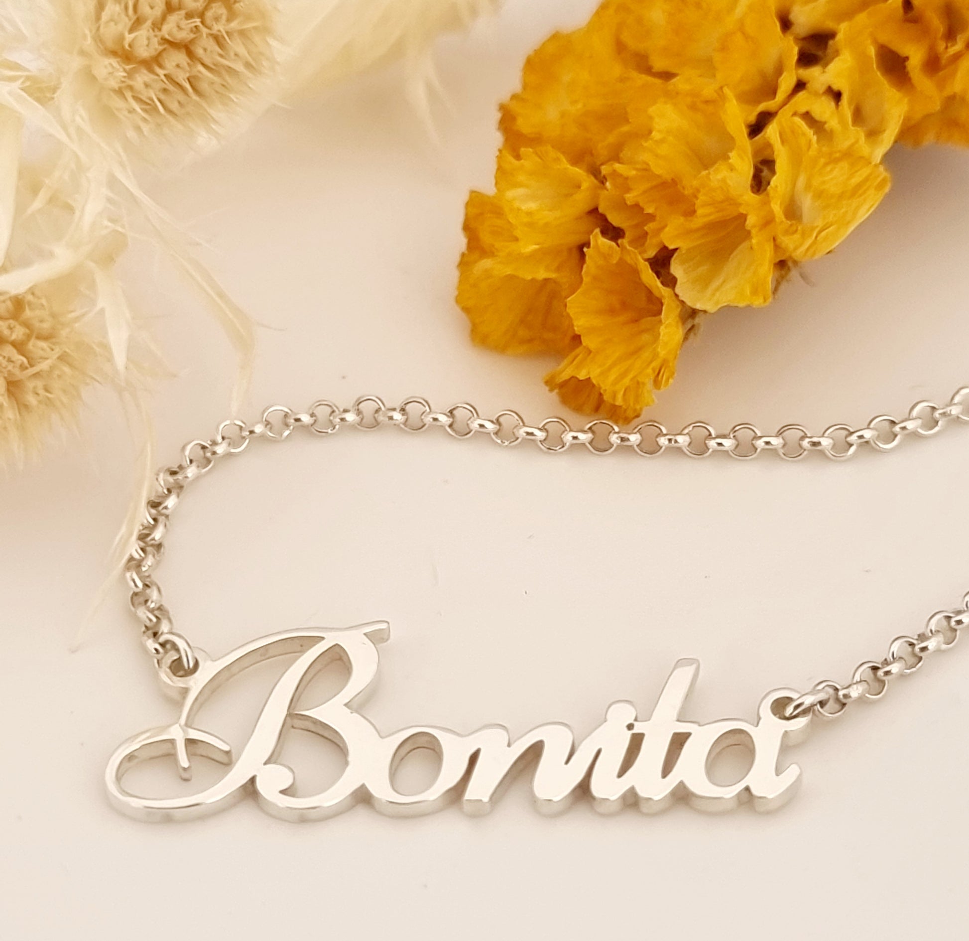 Cut-out Name Necklace - Silver