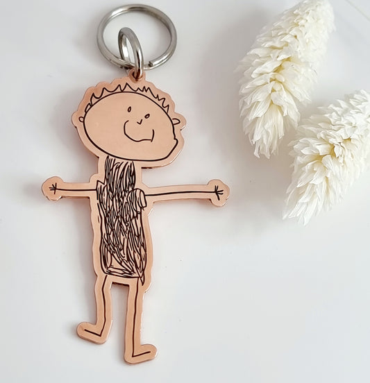 Kiddie Drawing -Copper/Silver Keyring