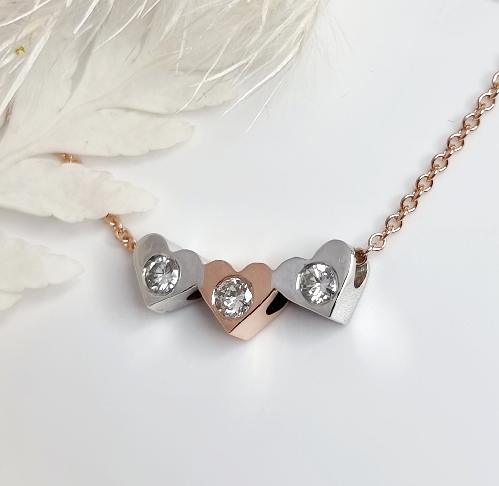 Triple Heart Slider Necklace