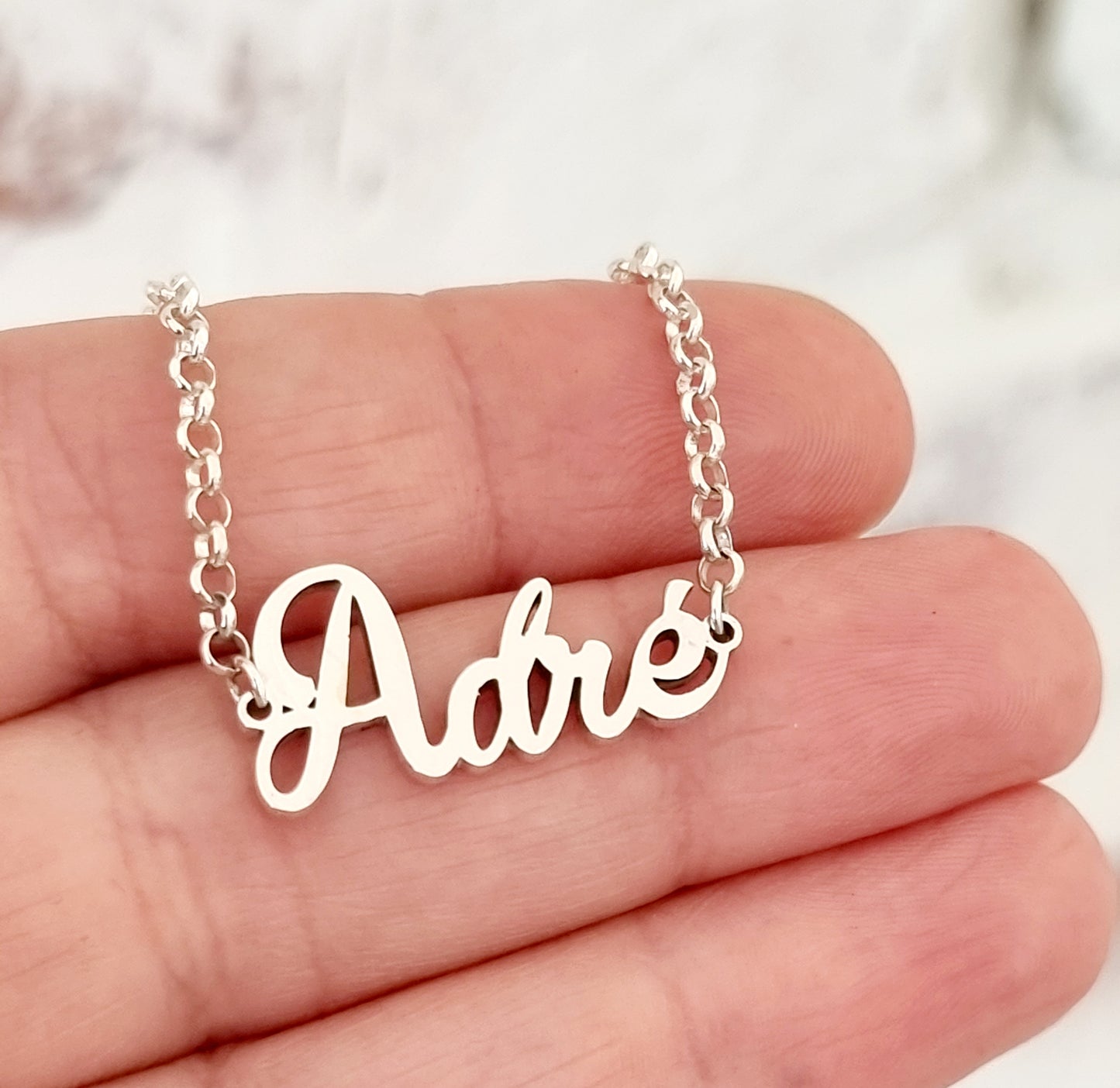 Cut-out Name Necklace - Silver