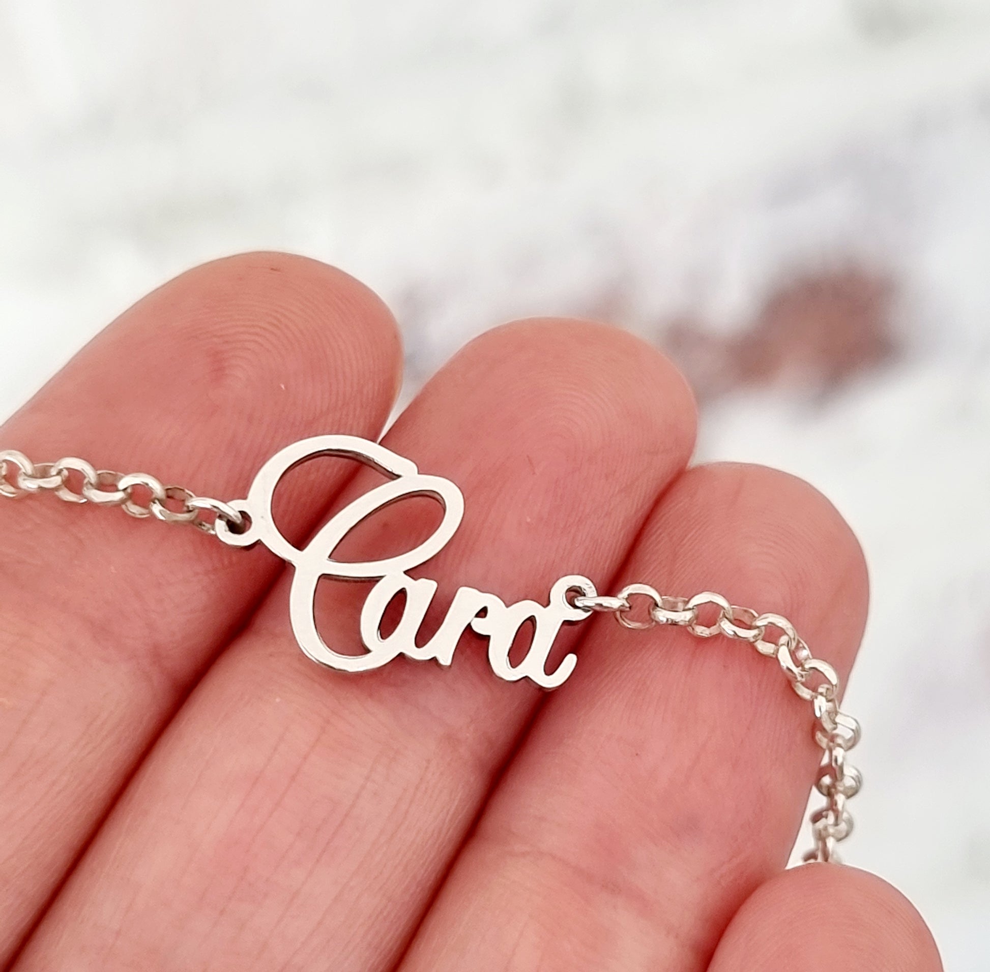 Cut-out Name Necklace - Silver