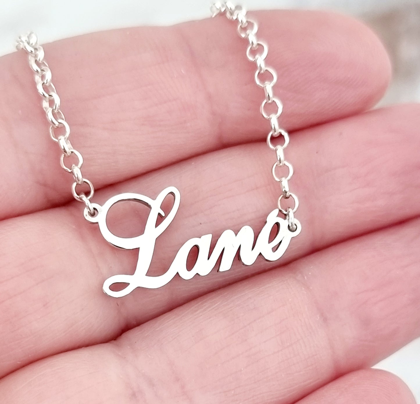 Cut-out Name Necklace - Silver